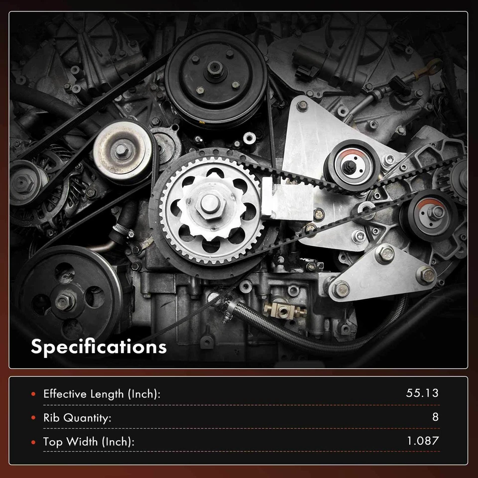 Cinturón serpentino 55,13 pulgadas para Chevrolet T6500 T7500 T8500 GMC Isuzu Mack Volvo Foto 3 de 4