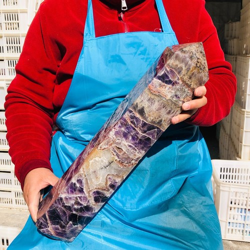 15.84LB Natural Dream Amethyst Obelisk Quartz Tower Crystal Wand Point Healing - Picture 16 of 16