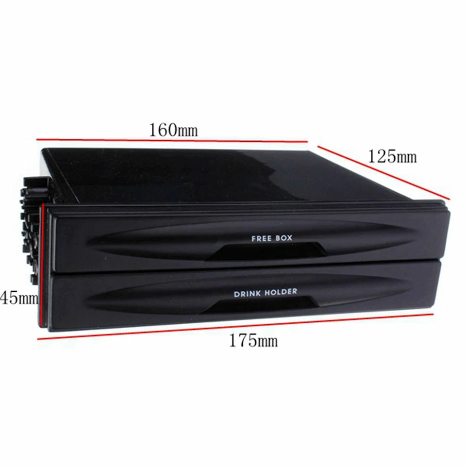 Universal Car Single/Double Din Radio Pocket Kit w/Drink-Cup Holder Storage Box - Image 3 of 4