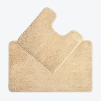 Two Piece Bath Mat and Pedestal Mat Set Non-Slip Luxurious Soft Microfibre Pile