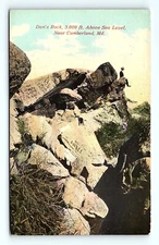 Postcard Dan's Rock Cumberland Maryland Man On Cliff 3000 ft Above Sea Level