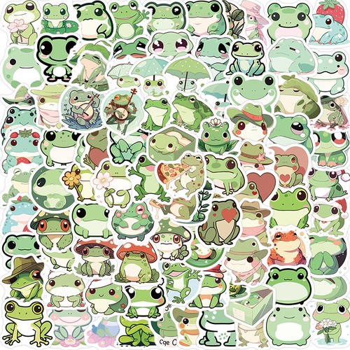 100 Sheets Cute Animal Frog Cartoon Stickers Decals Laptop Notebook Decoration - Zdjęcie 9 z 10