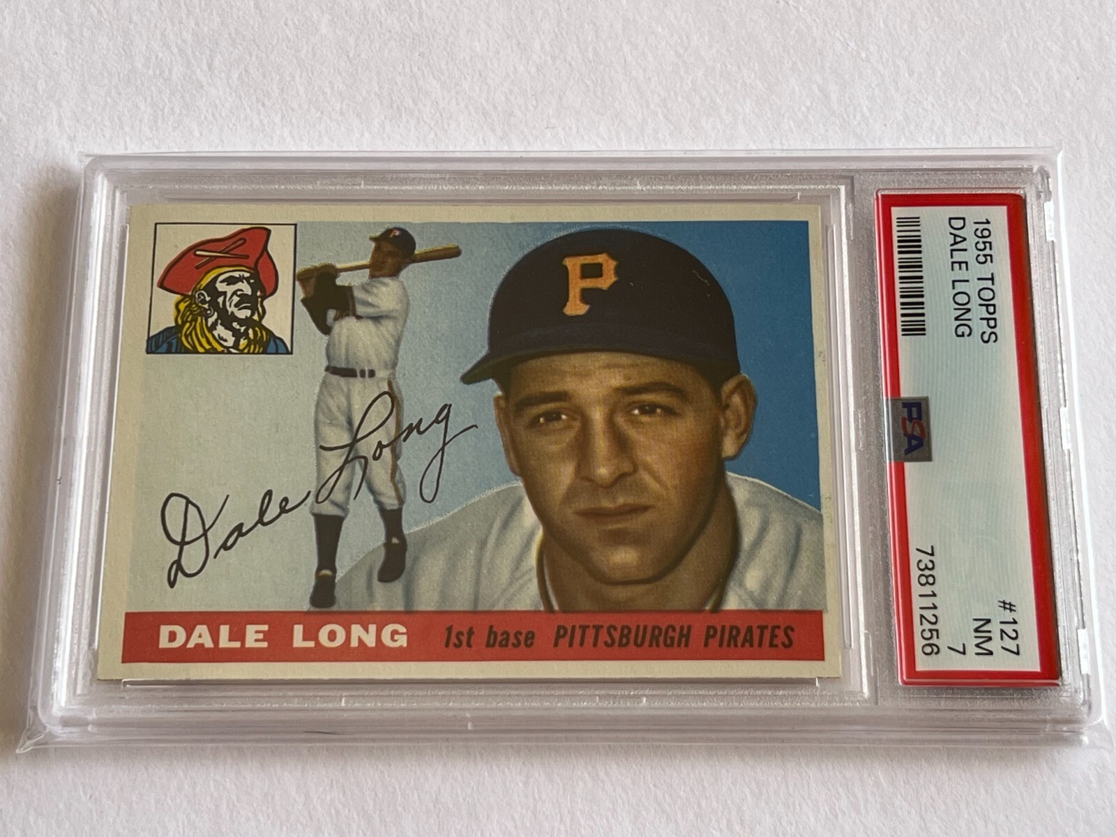 PSA 7 1955 TOPPS #127 DALE LONG PITTSBURGH PIRATES
