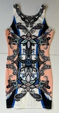 Jealous Tomato Sleeveless Bodycon Paisley Multicolor Tight Zip Stretch Dress M