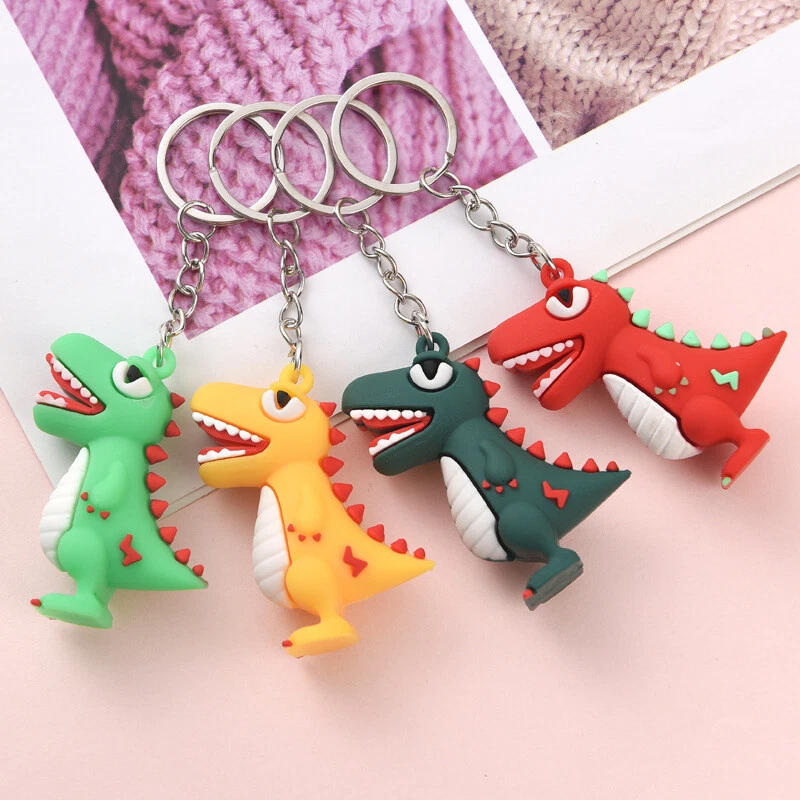 1Pcs Cartoon PVC Dinosaur Keychain Cute Dinosaurs Keyring Pendant