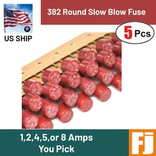 5 Pcs 382 Round Fuse 250V Slow Blow Radial PCB | Values 1,2,4,5,8 Amp | US Ship
