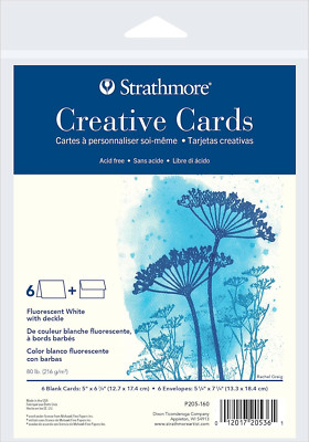 Creative Cards, Flourescent White with Deckle Edge, 5X6.875 Inches, 6 Pack, Enve