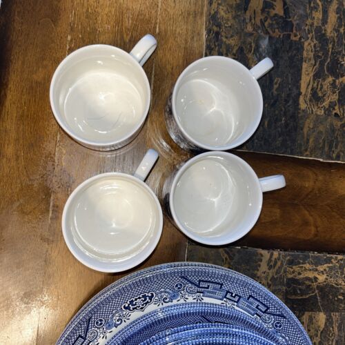 Churchill Blue Willow Plates Bowls Cups 24 Piece Dinnerware Set - Picture 2 of 10