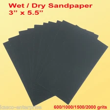 3" x 5 1/2" Wet Dry Sandpaper Sanding Paper Abrasive 600/1000/1500/2000 Grit