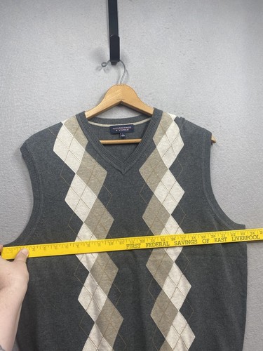 Roundtree & Yorke Sweater Vest Argyle Men’s Gray Size Large Pullover - Picture 3 of 5