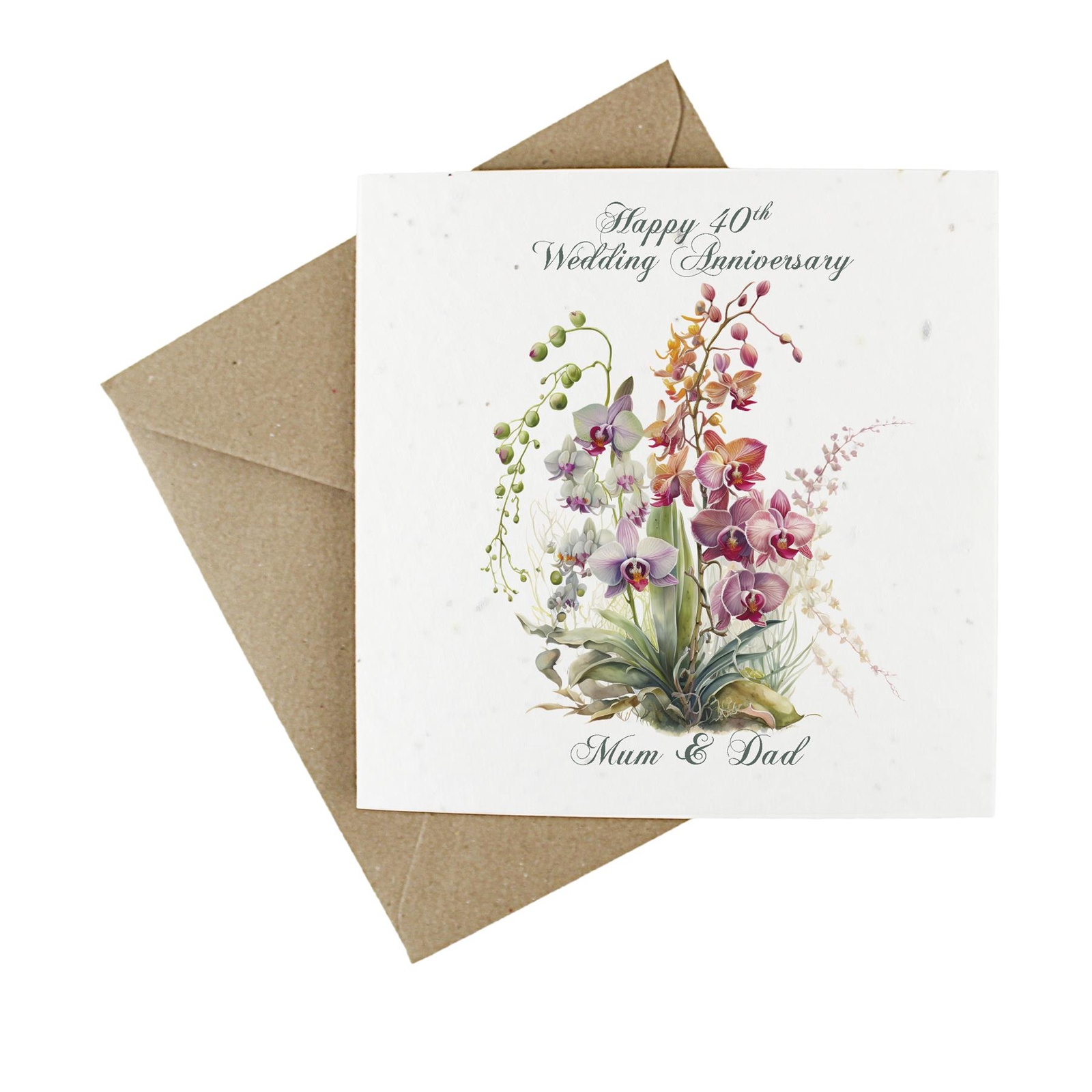 Eco Wildflower 40th Wedding Anniversary Card - Plantable Floral Mum & Dad Card