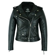 ''Ladies Vintage Biker Style Feminine TAN Washed Designer Real Leather Jacket''