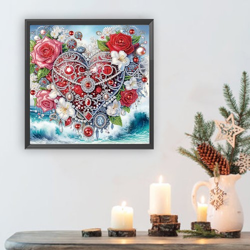 5D DIY Partial Special Shaped Drill Diamond Painting Kit Love Heart Decor30x30cm - Afbeelding 6 van 11