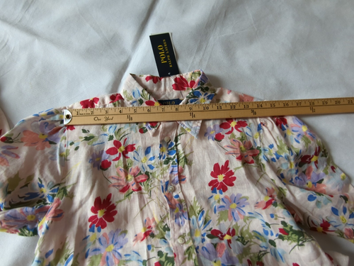Polo Ralph Lauren Talla 6 Lino Floral Largo Abotonado Túnica Camisa Top Nuevo con Etiquetas $168 - Imagen 10 de 13