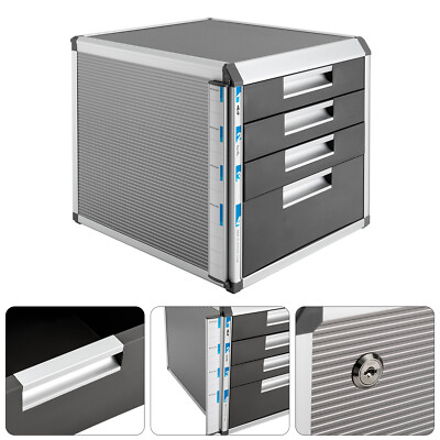4-Tier Desktop Drawer Organizer Home Office Books File Locking Storage Cabinet