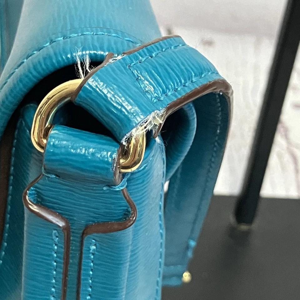 Bolsa tiracolo Ralph Lauren Collection couro azul Tate bolsa carteiro - Imagem 3 de 4