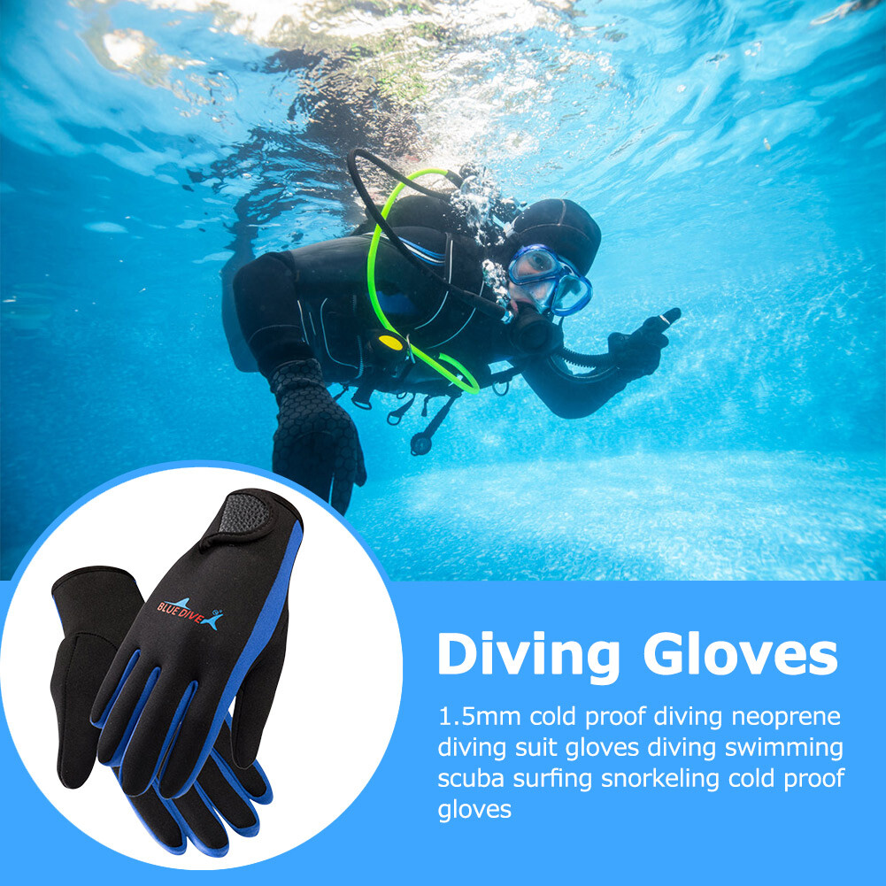 1.5mm Neoprene Scuba Diving Gloves Adult Underwater Gloves (Blue S) eBay