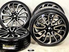 24x10 Autobiography Wheels Black Machine Rims Tires Range Rover Hse Sport 5x120