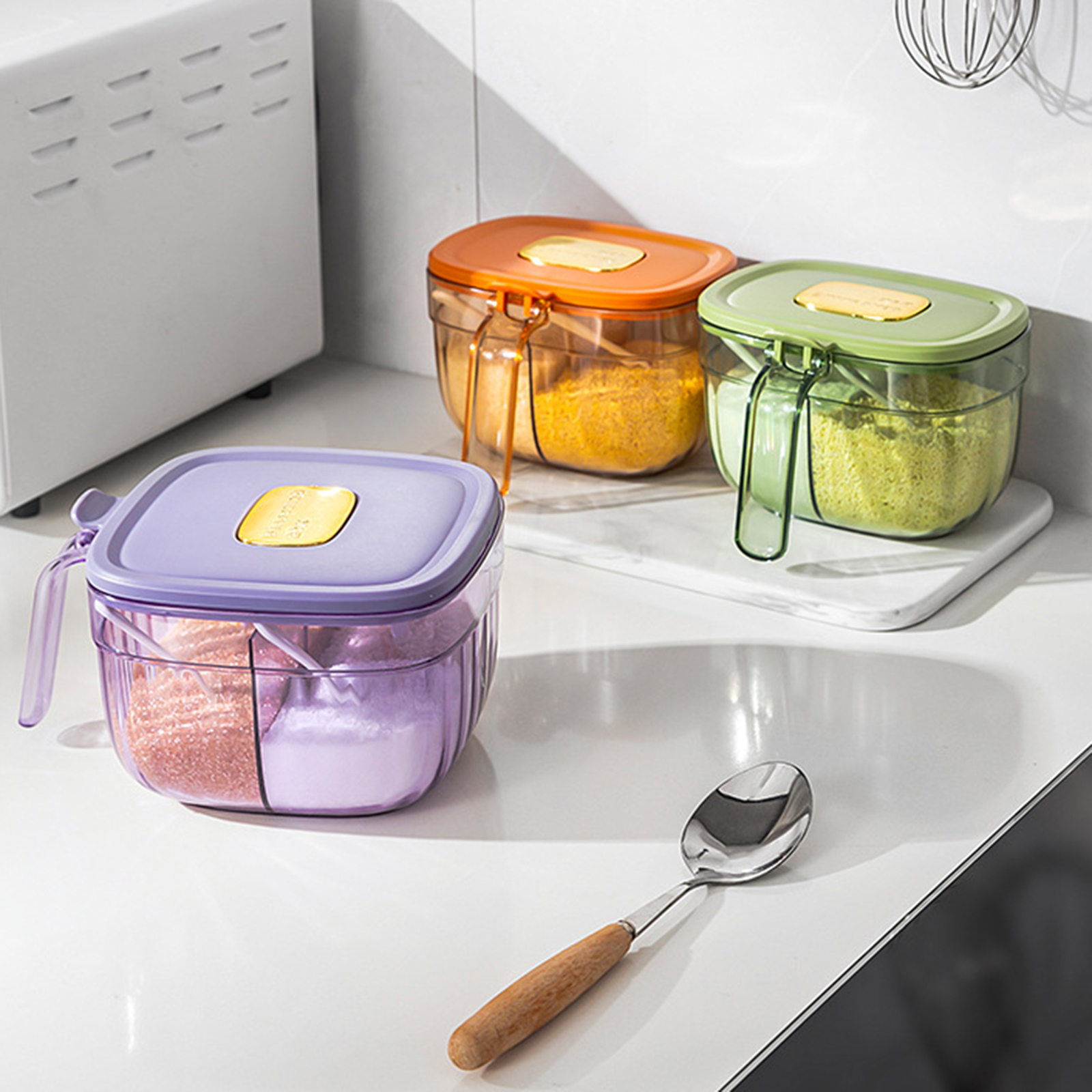 Season Containers 1 Set Seasoning Storage Container Food Grade Moisture-proof Large ...