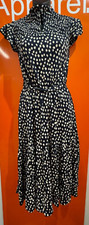 🔥Monsoon Spot Print Jersey Midi Dress, Navy Blue, NEW, Size Small, RRP £60, b52