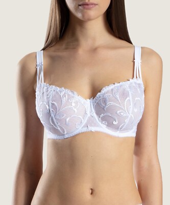 Aubade Au Bal De Flore Comfort half cup bra - White - UK 32B/FR 85B/EUR 70B