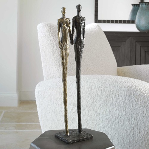 Twos Company Cast Iron Sculpture Statue Tall 20 Inch ~ Uttermost 18008 - Picture 2 of 7