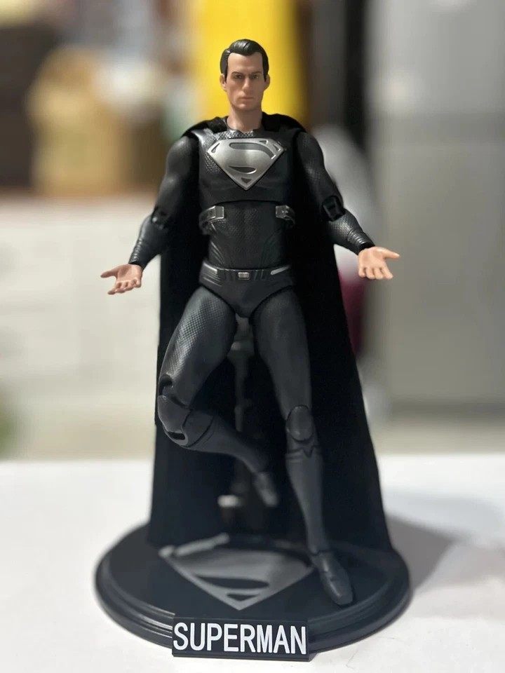 Boneco de ação Fondjoy DC Justice League escala 1/9 Black Superman 7" NOVO EM ESTOQUE - Imagem 2 de 4