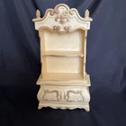 Vintage Barbie Doll French Provincial Plastic Bookcase Hutch 11in Ivory/gold