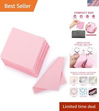 Compact 50pcs Pink Suede Cloths for Jewelry Care - Shine Your Precious Pieces
