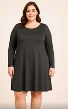 Old Navy Plus Size XXL Gray Knit Long Sleeve Midi Dress Comfort Casual