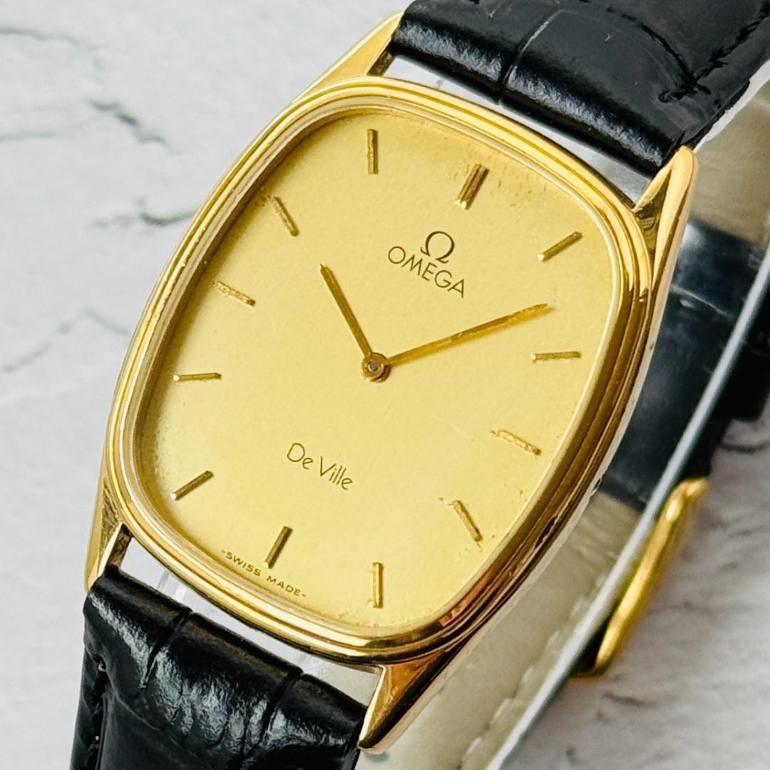 OMEGA Deville Men's Watch Quartz Rectangular Gold… - image 1