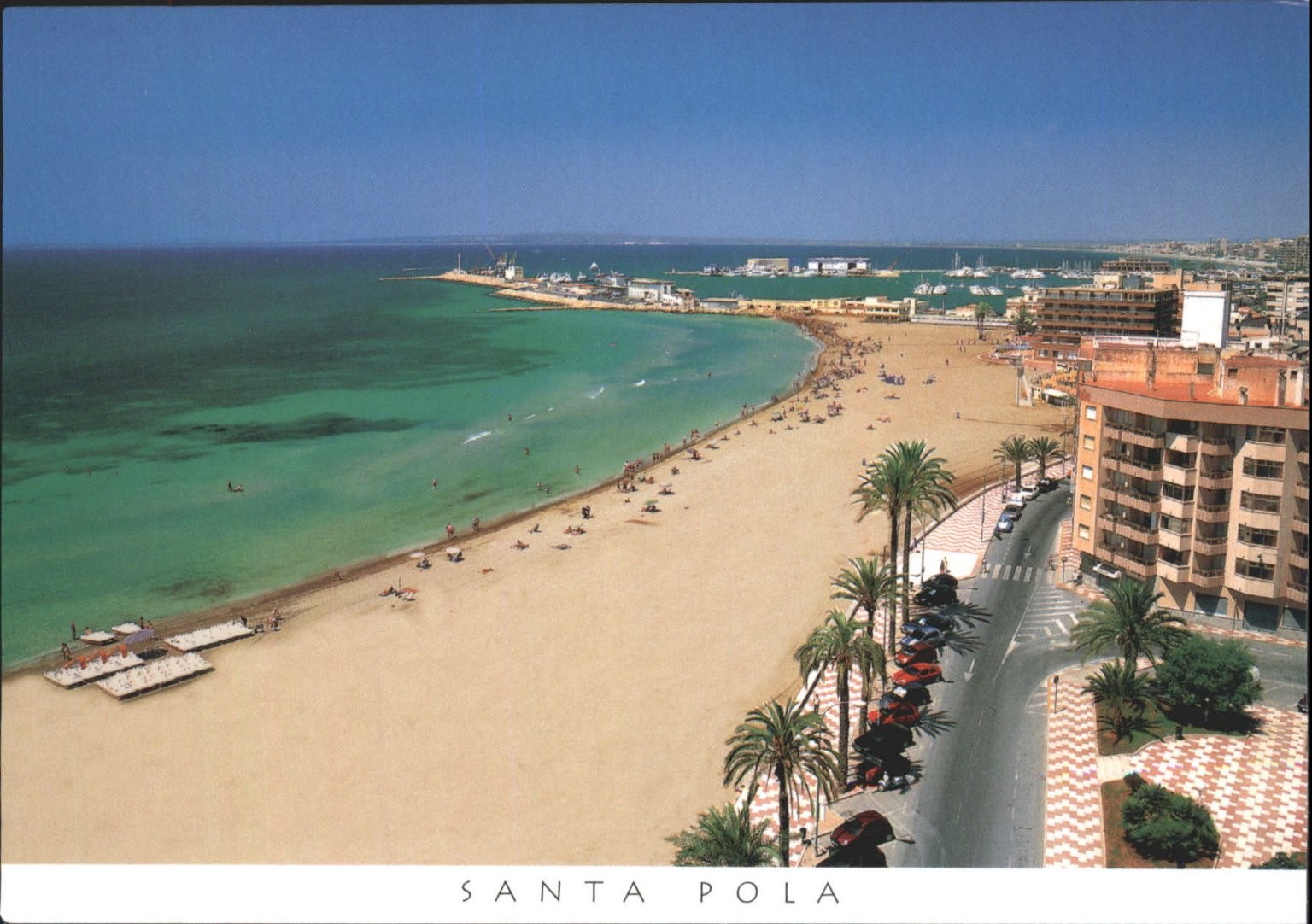 Vintage Santa Pola Postcard Spain Beach Harbour Town Aerial View