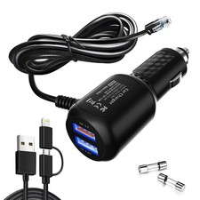 Radar Detector Power Cord,with Dual USB QC3.0 Quick 6.5 feet, RJ11