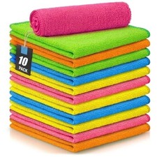 10 Pack Microfiber Cleaning Cloths Lint Free Absorbent Car Glass Kitchen Towels