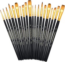 Transon 20pcs Art Painting Brush Set for Acrylic Watercolor Gouache Hobby Craft