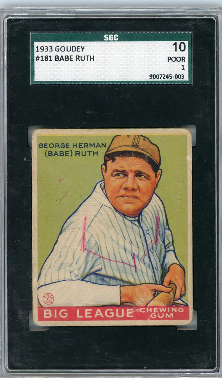 1933 Goudey Babe Ruth #181 SGC 1