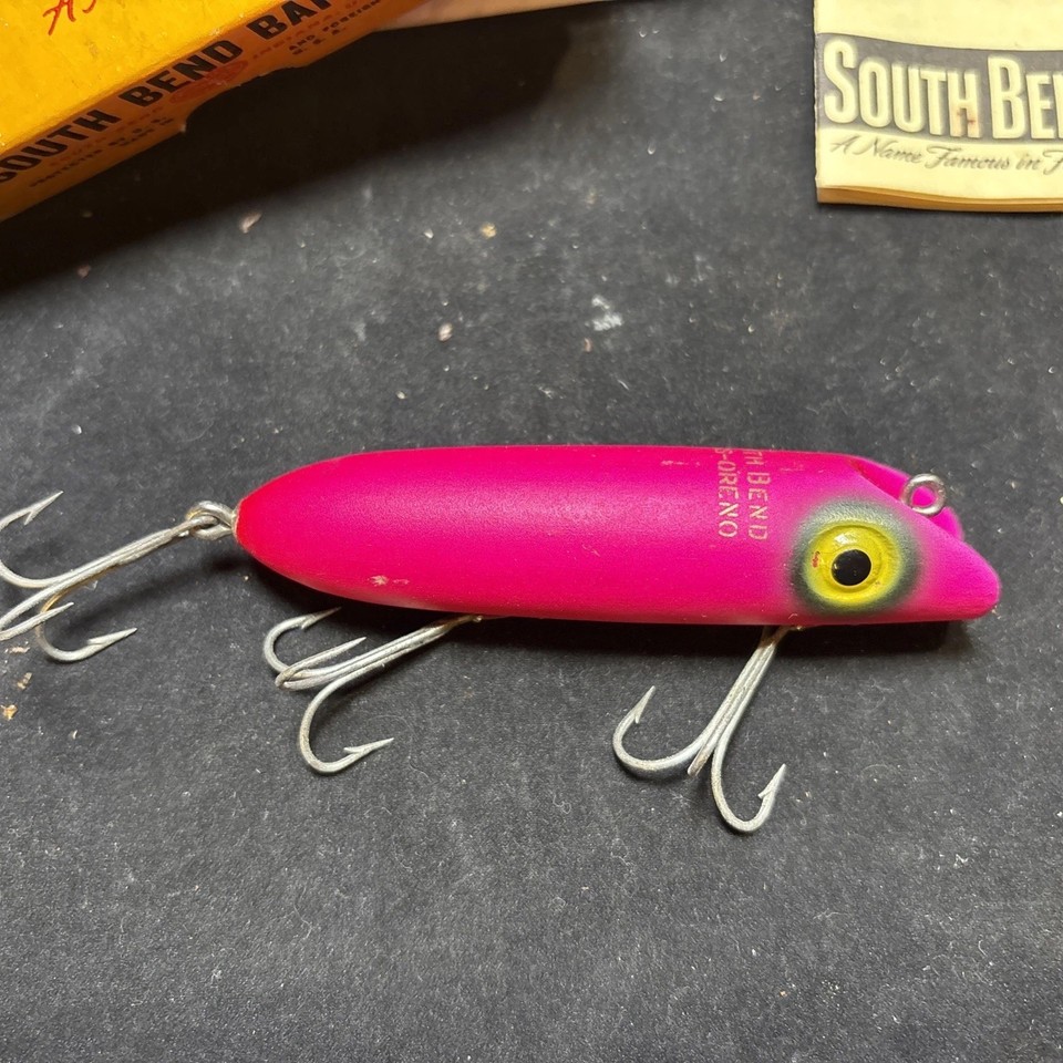 Leurre de pêche vintage South Bend Bass Oreno wobbler arc-en-ciel