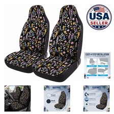Floral Car Seat Covers Front Seat Set Of 2 Polyester Universal Fit For Sedan Floral Car Seat Covers Front Seat Set Of 2 Polyester Universal Fit For Sedan