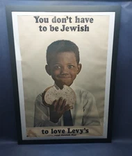 Vintage You Don’t Have To Be Jewish To Love Levy’s Rye Subway Poster 1960'S