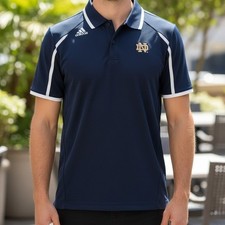 Adidas Notre Dame Fighting Irish Navy Blue Climalite Sideline Polo Mens Small
