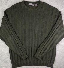 Vintage David Taylor Sweater Mens 2XL Green Knit Ribbed Crewneck Made In USA