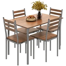 Modern Dining Table Set for 4, 5-Piece Kitchen Table Set, Rectangular Dining ...