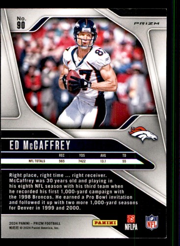 2024 Panini Prizm #90 Ed McCaffrey Silver Denver Broncos - Afbeelding 2 van 2
