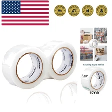 Heavy Duty Clear Packaging Tape - 2 Rolls, Easy Tear & Cut, 120 Yds for Shipping
