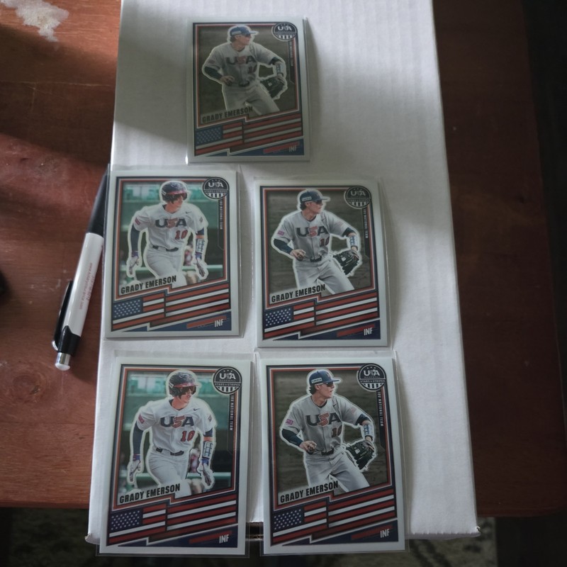 2026 USA Baseball Grady Emerson Stars & Stripes Lot x5 #141 & #155