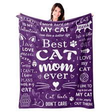 Cat Mom Blanket 60"x50", Cat Lover Gifts for Women, Cat Gifts for Cat Lovers,...