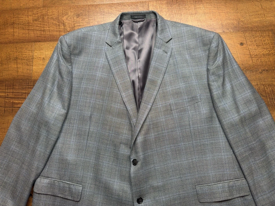Abrigo Deportivo Lauren Ralph Lauren Blazer Lana Seda Ventana - Para Hombre 56L Azul Gris Foto 2 de 4