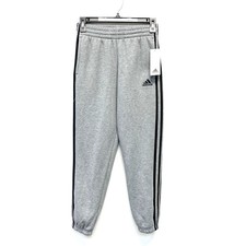 Adidas Men's Essentials 3 Stripes French Terry Tapered-Cuffed Pants Gray Medium