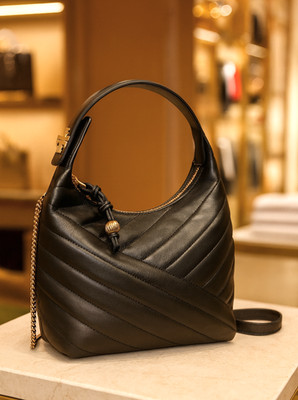 Tory Burch Kira Chevron Drawstring Backpack Black One Size Tory Burch Small Kira Chevron Powder Coated Convertible  main image 4