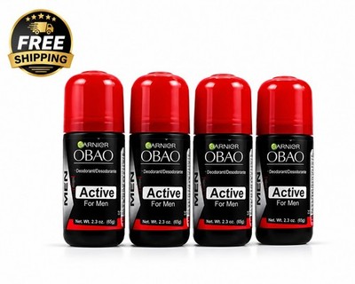4 Pack Garnier Obao Active Men Deodorant Roll-On 48 Hour Protection 2.3 oz Each